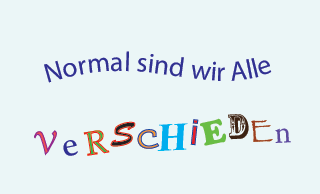 Logo mit dem Untertitel der Tagung: Normal sind wir Alle verschieden. Der Schriftzug ist wellig und die Buchstaben haben unterschiedliche Farben.